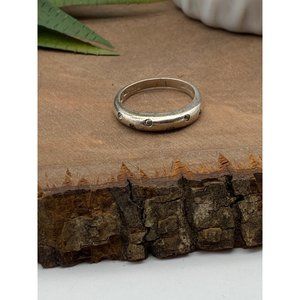 Sterling .925 Size 7.5 Women's Band Ring Burnished Set CZ's